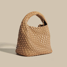 Load image into Gallery viewer, Lady Designer Style PU Leather Knitted Handbags Women Elegant Underarm Bag Artificial Leather Soft Bucket Bags 4600