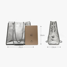 Load image into Gallery viewer, Women New Arrivals Genuine Cow Leather Bags Lady Luxury Handbags Fashion Shoulder Bags Silver Color Tote 4376