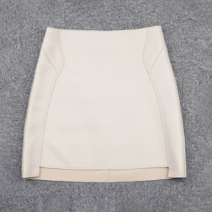 Lady Leather Sheepskin Skirt Solid Simple Front Rear Asymmetric Design Hip Wrap Short Dress 2022 Autumn Winter New TF4795