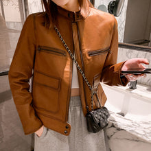 Load image into Gallery viewer, Women Real Leather Jacket Autumn Cool Style Short Motorcycle Jacket Genuine Sheepskin Classic Jackets CL4010