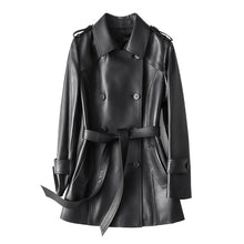 Load image into Gallery viewer, Genuine Sheepskin Leather Jacket Women Autumn Winter Trench Coat Mide Length Streetwear Leather Coat CL4873