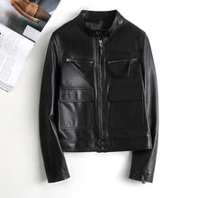 Load image into Gallery viewer, Women Real Leather Jacket Autumn Cool Style Short Motorcycle Jacket Genuine Sheepskin Classic Jackets CL4010