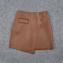 Load image into Gallery viewer, 2022 New Women Leather Sheepskin Skirt Versatile Asymmetric Button Pack Hip Skirt Solid Short Dress Autumn Winter TF4796