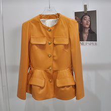 Load image into Gallery viewer, Genuine Sheep Leather Jacket Women New O-Neck Leather Coats Spring Autumn Fashion Style Pocket CL4014