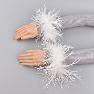 Women Ostrich Fur Cuffs Slap Band Ostrich Feather Bracelets Ring Wrist – Jancoco  Max Official Store