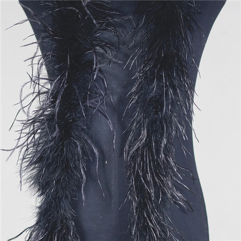 2m Ostrich Feather Fur Trim Strips Strap Scarf Coats Collar Decorative Accessories