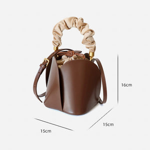 Lady Designer Style Bucket Bags 2022 New Handbags Luxury Real Leather Shoulder Bag For Women Floral Handle 4410