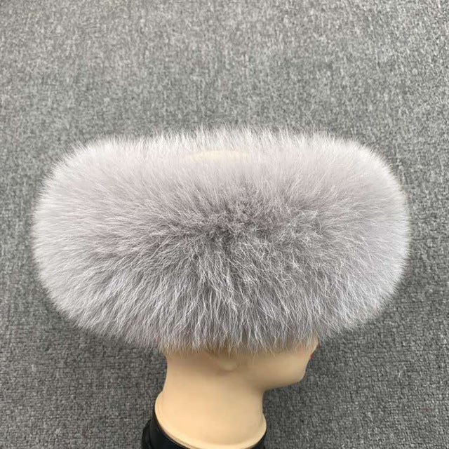 Women Luxury Winter Fashion Fluffy Elastic Headband Warm Real Fur Band