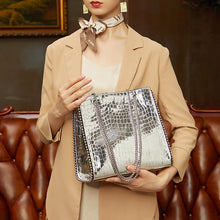 Load image into Gallery viewer, Women New Arrivals Genuine Cow Leather Bags Lady Luxury Handbags Fashion Shoulder Bags Silver Color Tote 4376