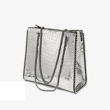 Load image into Gallery viewer, Women New Arrivals Genuine Cow Leather Bags Lady Luxury Handbags Fashion Shoulder Bags Silver Color Tote 4376