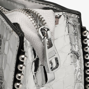 Women New Arrivals Genuine Cow Leather Bags Lady Luxury Handbags Fashion Shoulder Bags Silver Color Tote 4376