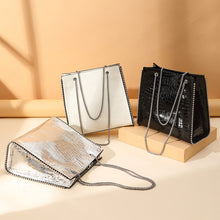 Load image into Gallery viewer, Women New Arrivals Genuine Cow Leather Bags Lady Luxury Handbags Fashion Shoulder Bags Silver Color Tote 4376