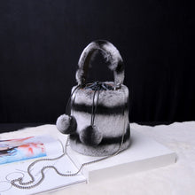 Load image into Gallery viewer, Women Real Rex Rabbit Fur Crossbody Handbags Fashion Plush Bucket Bags Cute Chain Shoulder Bag 8829