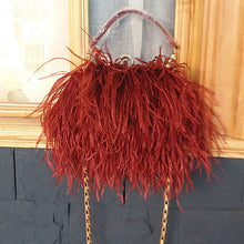 Load image into Gallery viewer, Women&#39;s Fashion Feather Purse Long Hair Lady Turkey Fur Hand Bags Evening Bags Capacity Shoulder Bag S4174