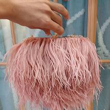 Load image into Gallery viewer, Women&#39;s Fashion Feather Purse Long Hair Lady Turkey Fur Hand Bags Evening Bags Capacity Shoulder Bag S4174