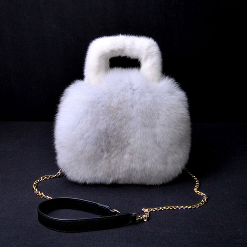 Women's Full Pelt Fur Bags Fox Fur Fashion Handbags Lady Casual Totes Mink Luxury Street Shoulder Bags 7968
