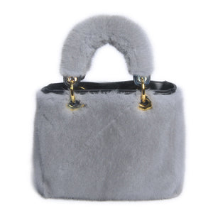 Women's Luxury Real Mink Fur Hand Bags Fashion Style Lady Tote Lovely Natural Fur Handbag 8919