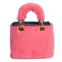 Load image into Gallery viewer, Women&#39;s Luxury Real Mink Fur Hand Bags Fashion Style Lady Tote Lovely Natural Fur Handbag 8919