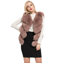 Load image into Gallery viewer, Women 4 Rows Real Fox Fur Dusty Pink Fur Gilet Furry Vest
