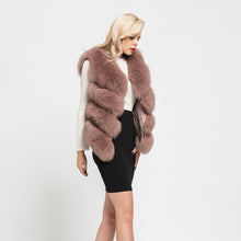 Load image into Gallery viewer, Women 4 Rows Real Fox Fur Dusty Pink Fur Gilet Furry Vest