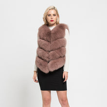 Load image into Gallery viewer, Women 4 Rows Real Fox Fur Dusty Pink Fur Gilet Furry Vest