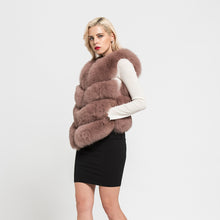 Load image into Gallery viewer, Women 4 Rows Real Fox Fur Dusty Pink Fur Gilet Furry Vest