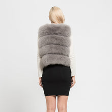 Load image into Gallery viewer, Women&#39;s  Real Fox Fur Vest 4 Rows Winter Genuine Fur Gilet Light Grey Waistcoat
