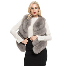 Load image into Gallery viewer, Women&#39;s  Real Fox Fur Vest 4 Rows Winter Genuine Fur Gilet Light Grey Waistcoat