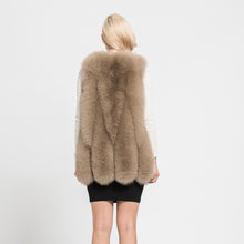 Load image into Gallery viewer, Real Fox Fur Vest For Women Autumn Winter Thick Warm Gilet Camel Waistcoat