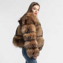 Load image into Gallery viewer, Real Raccoon Fur Coat  Winter Natural Fur Jacket Thick Warm Outerwear