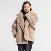 Load image into Gallery viewer, Women&#39;s Short Teddy Coat Real Wool Jacket Winter Warm Outwear Light Camel