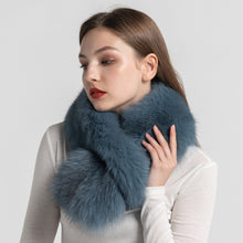 Load image into Gallery viewer, Real Fox Fur Scarf Winter Dark Blue Warm Fur Muffler