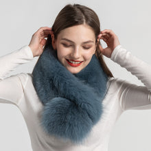 Load image into Gallery viewer, Real Fox Fur Scarf Winter Dark Blue Warm Fur Muffler