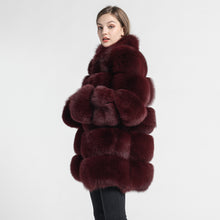 Load image into Gallery viewer, Real Fox Fur Women Coat Luxury Fur with Collar Jacket Winter Wine Red