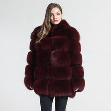 Load image into Gallery viewer, Real Fox Fur Women Coat Luxury Fur with Collar Jacket Winter Wine Red