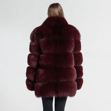 Load image into Gallery viewer, Real Fox Fur Women Coat Luxury Fur with Collar Jacket Winter Wine Red
