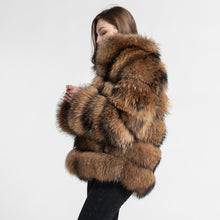 Load image into Gallery viewer, Winter Real Raccoon Fur Coat with Collar Women Natural Fur Jacket