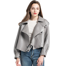 Load image into Gallery viewer, Women&#39;s Genuine Leather Jacket Real Leather Coat Sheepskin Leather Light Grey