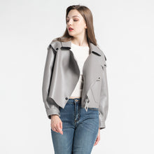 Load image into Gallery viewer, Women&#39;s Genuine Leather Jacket Real Leather Coat Sheepskin Leather Light Grey