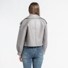 Load image into Gallery viewer, Women&#39;s Genuine Leather Jacket Real Leather Coat Sheepskin Leather Light Grey