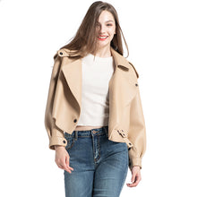 Load image into Gallery viewer, Women&#39;s Genuine Sheepskin Leather Jacket New Leather Beige Coat