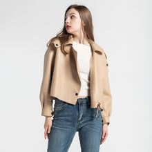 Load image into Gallery viewer, Women&#39;s Genuine Sheepskin Leather Jacket New Leather Beige Coat