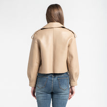 Load image into Gallery viewer, Women&#39;s Genuine Sheepskin Leather Jacket New Leather Beige Coat