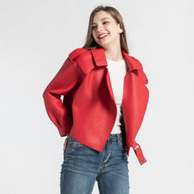 Load image into Gallery viewer, Lady Real Sheepskin Leather Jackets Genuine Leather Coat Red Jackets